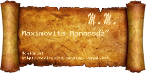 Maximovits Manassé névjegykártya
